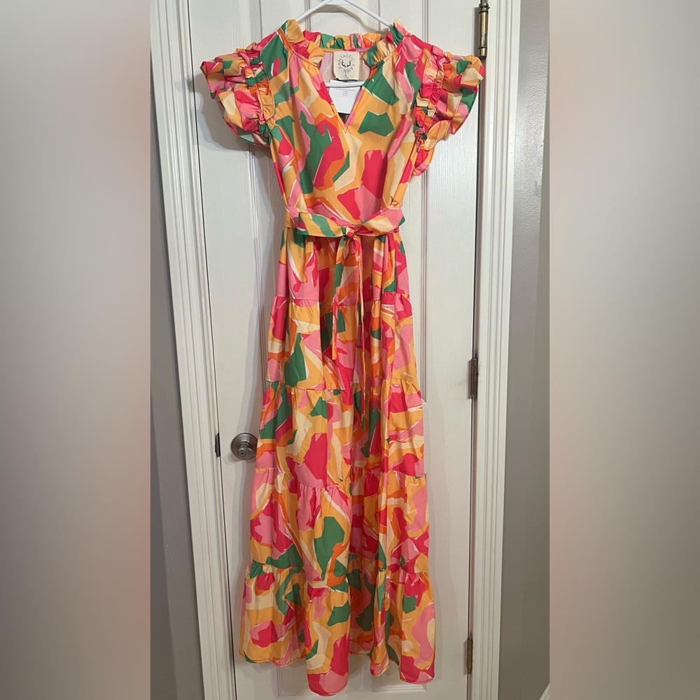 Fantastic Fawn Multicolor Abstract Dress